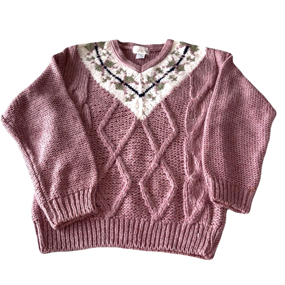 Easton Park sweater Medium (36-38)  v-neck long sleeve mauve 80's
